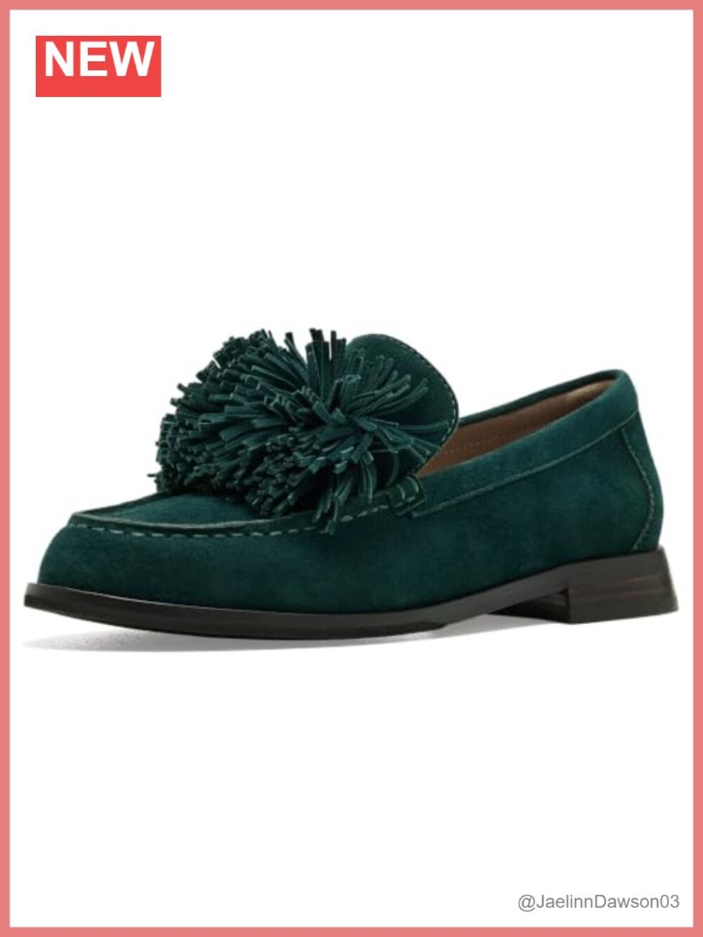 Women's Suede Pom Pom Loafers Pull-On Leather Lined Flat Shoes